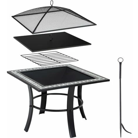 GARDEBRUK Brasero Carré Runedak 76 Cm Acier Laqué Pierres Mosaïque Couvercle Jardin 5 GARDEBRUK Brasero Carré Runedak 76 Cm Acier Laqué Pierres Mosaïque Couvercle Jardin – Image 3