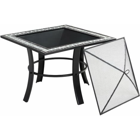 GARDEBRUK Brasero Carré Runedak 76 Cm Acier Laqué Pierres Mosaïque Couvercle Jardin 6 GARDEBRUK Brasero Carré Runedak 76 Cm Acier Laqué Pierres Mosaïque Couvercle Jardin – Image 4