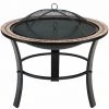 GARDEBRUK Brasero Rond Fuoco Ø 76 Cm Acier Laqué Pierres Mosaïque Couvercle Jardin -Chauffage d'extérieur Soldes 18877127 1