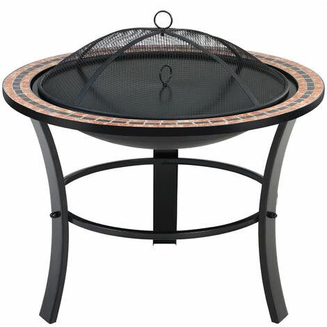GARDEBRUK Brasero Rond Fuoco Ø 76 Cm Acier Laqué Pierres Mosaïque Couvercle Jardin 3 GARDEBRUK Brasero Rond Fuoco Ø 76 Cm Acier Laqué Pierres Mosaïque Couvercle Jardin