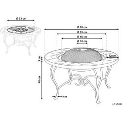 BELIANI Table Basse Braséro Avec Plateau Céramique - Multicolore 7 BELIANI Table Basse Braséro Avec Plateau Céramique - Multicolore -Chauffage d'extérieur Soldes 18889623 3