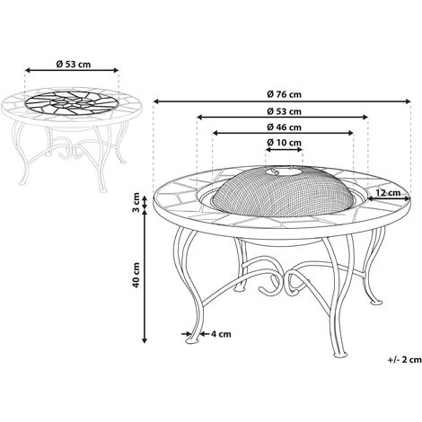 BELIANI Table Basse Braséro Avec Plateau Céramique - Multicolore 5 BELIANI Table Basse Braséro Avec Plateau Céramique - Multicolore – Image 3