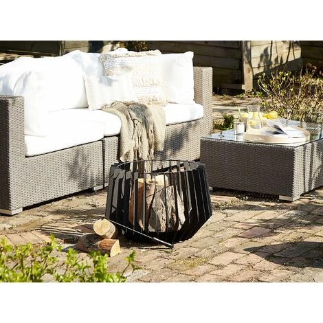 BELIANI Braséro Design En Acier Noir - Noir 4 BELIANI Braséro Design En Acier Noir - Noir – Image 2