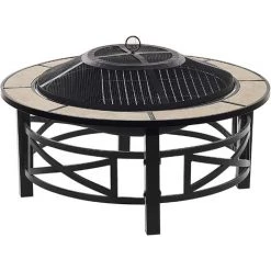 BELIANI Brasero Barbecue En Acier Noir Et Céramique - Beige