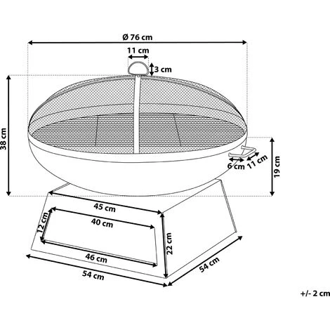 BELIANI Braséro De Jardin En Acier Noir Avec Grille Barbecue - Noir 5 BELIANI Braséro De Jardin En Acier Noir Avec Grille Barbecue - Noir – Image 3