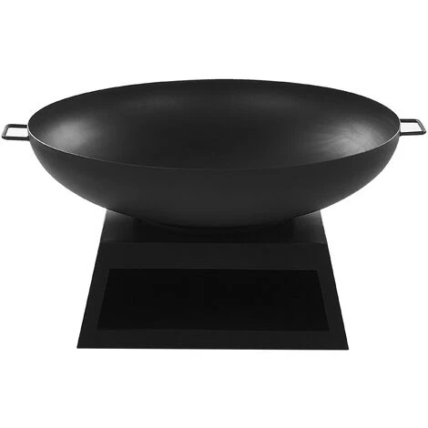 BELIANI Braséro De Jardin En Acier Noir Avec Grille Barbecue - Noir 7 BELIANI Braséro De Jardin En Acier Noir Avec Grille Barbecue - Noir – Image 5