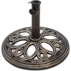 COSTWAY Base De Parasol Support De Parasol En Fonte Solide Pour Colonne De Parapluie 38mm/48mm Intérieure Et Extérieure