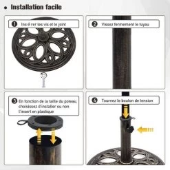 COSTWAY Base De Parasol Support De Parasol En Fonte Solide Pour Colonne De Parapluie 38mm/48mm Intérieure Et Extérieure 9 COSTWAY Base De Parasol Support De Parasol En Fonte Solide Pour Colonne De Parapluie 38mm/48mm Intérieure Et Extérieure -Chauffage d'extérieur Soldes 19151596 3