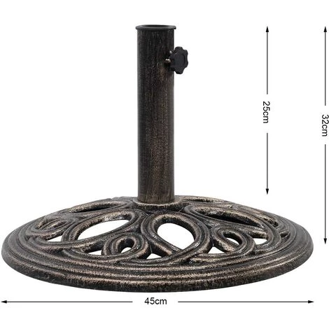 COSTWAY Base De Parasol Support De Parasol En Fonte Solide Pour Colonne De Parapluie 38mm/48mm Intérieure Et Extérieure 7 COSTWAY Base De Parasol Support De Parasol En Fonte Solide Pour Colonne De Parapluie 38mm/48mm Intérieure Et Extérieure – Image 5