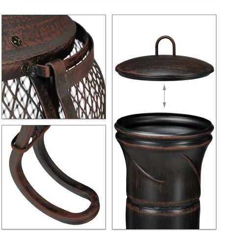 Relaxdays Brasero Mexicain, Tisonnier, Gril En Bois, Pare-étincelles, Jardin, Terrasse, Antique, H 89 Cm, Rouge-bronze 3 Relaxdays Brasero Mexicain, Tisonnier, Gril En Bois, Pare-étincelles, Jardin, Terrasse, Antique, H 89 Cm, Rouge-bronze