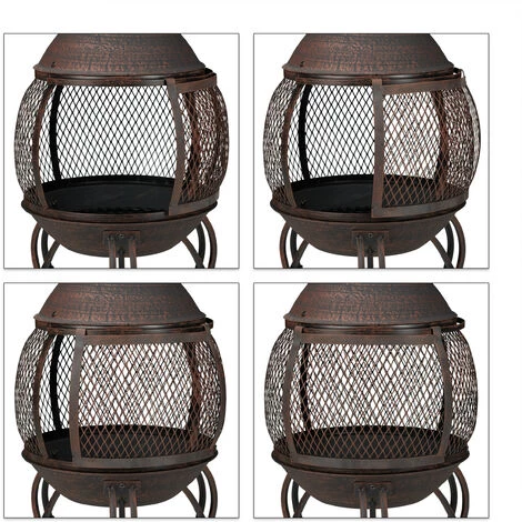 Relaxdays Brasero Mexicain, Tisonnier, Gril En Bois, Pare-étincelles, Jardin, Terrasse, Antique, H 89 Cm, Rouge-bronze 4 Relaxdays Brasero Mexicain, Tisonnier, Gril En Bois, Pare-étincelles, Jardin, Terrasse, Antique, H 89 Cm, Rouge-bronze – Image 2