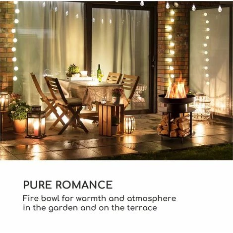 Blumfeldt Wood Stock 2-in-1 Braséro Ø56cm & Grill Barbecue Acier Noir 4 Blumfeldt Wood Stock 2-in-1 Braséro Ø56cm & Grill Barbecue Acier Noir – Image 2