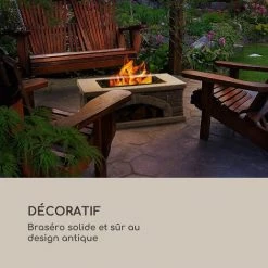 Blumfeldt Matera Braséro De Jardin 50,5 X 26,5 Cm Pierre Artificielle Acier Noir -Chauffage d'extérieur Soldes 23416253 2