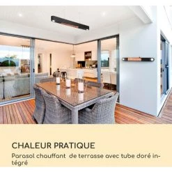 Blumfeldt Gold Bar Shine Radiateur 2000W 2x Lampes LED Aluminium Noir -Chauffage d'extérieur Soldes 23627377 3