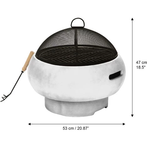 Braséro De Jardin à Bois Chauffage Extérieur Avec Tisonnier Couvercle Grille Charbon BBQ Ciment Gris Teamson Home HR17501AB - Gris 7 Braséro De Jardin à Bois Chauffage Extérieur Avec Tisonnier Couvercle Grille Charbon BBQ Ciment Gris Teamson Home HR17501AB - Gris – Image 5