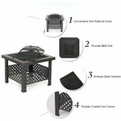 IKAYAA Brasero De Jardin De Plage En Fer Materiel De Table Type Brasero D'hiver Exterieur Avec Filet De Barbecue 8 IKAYAA Brasero De Jardin De Plage En Fer Materiel De Table Type Brasero D'hiver Exterieur Avec Filet De Barbecue -Chauffage d'extérieur Soldes 24056924 2