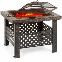 IKAYAA Brasero De Jardin De Plage En Fer Materiel De Table Type Brasero D'hiver Exterieur Avec Filet De Barbecue 9 IKAYAA Brasero De Jardin De Plage En Fer Materiel De Table Type Brasero D'hiver Exterieur Avec Filet De Barbecue -Chauffage d'extérieur Soldes 24056924 3