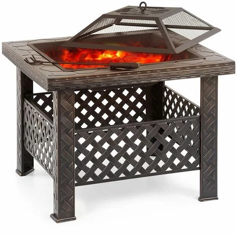 IKAYAA Brasero De Jardin De Plage En Fer Materiel De Table Type Brasero D'hiver Exterieur Avec Filet De Barbecue 5 IKAYAA Brasero De Jardin De Plage En Fer Materiel De Table Type Brasero D'hiver Exterieur Avec Filet De Barbecue – Image 3