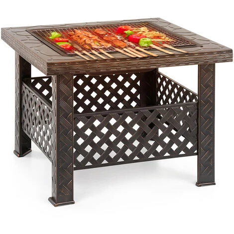 IKAYAA Brasero De Jardin De Plage En Fer Materiel De Table Type Brasero D'hiver Exterieur Avec Filet De Barbecue 6 IKAYAA Brasero De Jardin De Plage En Fer Materiel De Table Type Brasero D'hiver Exterieur Avec Filet De Barbecue – Image 4
