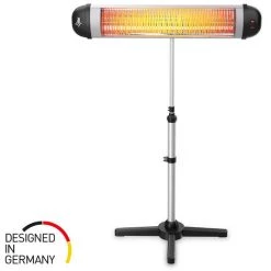 SUNTEC WELLNESS SUNTEC Chauffage Radiant Pour Terrasses Heat Ray 3000 Carbon Avec Pied Télescopique Pour Balcon/terrasse/jardin, Chaleur Infrarouge Bienfaisante, 3 Niveaux De Chauffage, Max. 3000 W