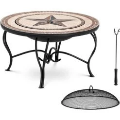 UNIPRODO Braséro De Jardin En Acier Poêle De Terrasse Jardin Chauffage Extérieur ø76cm - Bleu, Gris Foncé, Blanc