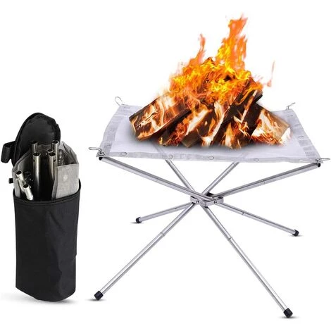 DEVENIRRICHE Brasero De Camping - Petit Brasero Mobile En Acier Inoxydable - Pliable, Léger Et Maniable - Pour Camping, Extérieur, Terrasse, Jardin Et Barbecue - 41 X 41 X 32 Cm 3 DEVENIRRICHE Brasero De Camping - Petit Brasero Mobile En Acier Inoxydable - Pliable, Léger Et Maniable - Pour Camping, Extérieur, Terrasse, Jardin Et Barbecue - 41 X 41 X 32 Cm