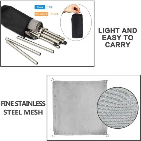 DEVENIRRICHE Brasero De Camping - Petit Brasero Mobile En Acier Inoxydable - Pliable, Léger Et Maniable - Pour Camping, Extérieur, Terrasse, Jardin Et Barbecue - 41 X 41 X 32 Cm 4 DEVENIRRICHE Brasero De Camping - Petit Brasero Mobile En Acier Inoxydable - Pliable, Léger Et Maniable - Pour Camping, Extérieur, Terrasse, Jardin Et Barbecue - 41 X 41 X 32 Cm – Image 2