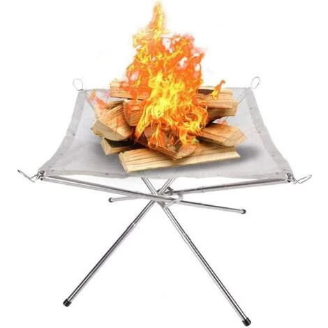 DEVENIRRICHE Brasero Portable Avec Grillage D'acier Pliable Pour Le Camping, L'extérieur, La Cour, Le Jardin, La Terrasse, Le Jardin 3 DEVENIRRICHE Brasero Portable Avec Grillage D'acier Pliable Pour Le Camping, L'extérieur, La Cour, Le Jardin, La Terrasse, Le Jardin