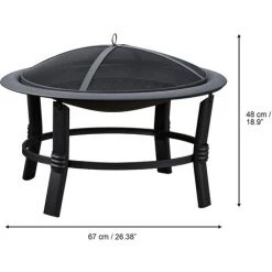 Braséro De Jardin à Bois Chauffage Extérieur Acier Foyer Rond 67 Cm Couvercle De Protection Tisonnier Noir Teamson Home CU297 - Noir 10 Braséro De Jardin à Bois Chauffage Extérieur Acier Foyer Rond 67 Cm Couvercle De Protection Tisonnier Noir Teamson Home CU297 - Noir -Chauffage d'extérieur Soldes 25445109 4