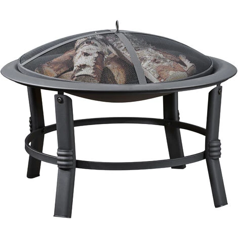 Braséro De Jardin à Bois Chauffage Extérieur Acier Foyer Rond 67 Cm Couvercle De Protection Tisonnier Noir Teamson Home CU297 - Noir 7 Braséro De Jardin à Bois Chauffage Extérieur Acier Foyer Rond 67 Cm Couvercle De Protection Tisonnier Noir Teamson Home CU297 - Noir – Image 5