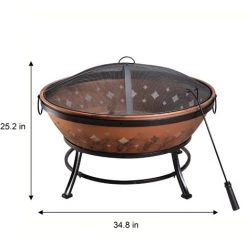 Braséro De Jardin à Bois Chauffage Extérieur Acier Foyer Rond 89 Cm Couvercle De Protection Tisonnier Cuivré Teamson Home FP35 - Marron 10 Braséro De Jardin à Bois Chauffage Extérieur Acier Foyer Rond 89 Cm Couvercle De Protection Tisonnier Cuivré Teamson Home FP35 - Marron -Chauffage d'extérieur Soldes 25445115 4