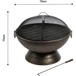 Braséro De Jardin à Bois Chauffage Extérieur Avec Tisonnier Couvercle Grille BBQ Acier Bronzé Teamson Home HR30701AA - Marron 9 Braséro De Jardin à Bois Chauffage Extérieur Avec Tisonnier Couvercle Grille BBQ Acier Bronzé Teamson Home HR30701AA - Marron -Chauffage d'extérieur Soldes 25445123 3