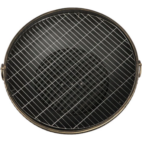 Braséro De Jardin à Bois Chauffage Extérieur Avec Tisonnier Couvercle Grille BBQ Acier Bronzé Teamson Home HR30701AA - Marron 6 Braséro De Jardin à Bois Chauffage Extérieur Avec Tisonnier Couvercle Grille BBQ Acier Bronzé Teamson Home HR30701AA - Marron – Image 4