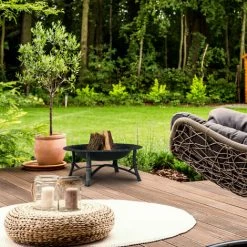 Relaxdays Brasero Avec Protection étincelles, Jardin Et Terrasse, Avec Tisonnier, Foyer Extérieur, HxD 52 X 90 Cm, Noir -Chauffage d'extérieur Soldes 25546094 4