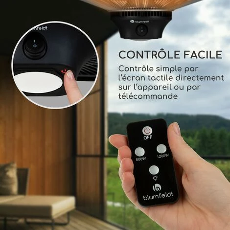 Blumfeldt Heat Hexa Radiateur Infrarouge 800/1200/2000W Halogène IP34 LED Noir 6 Blumfeldt Heat Hexa Radiateur Infrarouge 800/1200/2000W Halogène IP34 LED Noir – Image 4