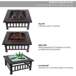 FIXKIT Brasero Pour Jardin Terrasses BBQ Brasero Ménager Barbecue Pour Fête Et Foyer 81 * 81 * 44cm En Acier Noir Poêle Chauffant Brasero Foyer Four Carré (Brasero) 9 FIXKIT Brasero Pour Jardin Terrasses BBQ Brasero Ménager Barbecue Pour Fête Et Foyer 81 * 81 * 44cm En Acier Noir Poêle Chauffant Brasero Foyer Four Carré (Brasero) -Chauffage d'extérieur Soldes 26727355 3