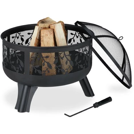Relaxdays Brasero Avec Protection étincelles, Jardin Et Terrasse, Avec Tisonnier, Foyer Extérieur, HxD 60 X 60 Cm, Noir 3 Relaxdays Brasero Avec Protection étincelles, Jardin Et Terrasse, Avec Tisonnier, Foyer Extérieur, HxD 60 X 60 Cm, Noir
