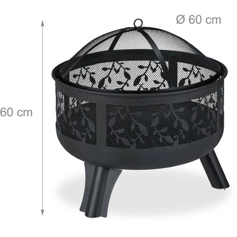 Relaxdays Brasero Avec Protection étincelles, Jardin Et Terrasse, Avec Tisonnier, Foyer Extérieur, HxD 60 X 60 Cm, Noir 7 Relaxdays Brasero Avec Protection étincelles, Jardin Et Terrasse, Avec Tisonnier, Foyer Extérieur, HxD 60 X 60 Cm, Noir – Image 5