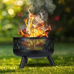 Relaxdays Brasero De Jardin, Avec Protection étincelles, Ø 62 Cm, Tisonnier Inclus, Terrasse, Bac à Feu, Acier, Noir 9 Relaxdays Brasero De Jardin, Avec Protection étincelles, Ø 62 Cm, Tisonnier Inclus, Terrasse, Bac à Feu, Acier, Noir -Chauffage d'extérieur Soldes 27021887 3