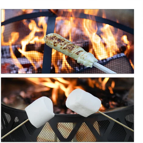 Relaxdays Brasero De Jardin, Avec Protection étincelles, Ø 62 Cm, Tisonnier Inclus, Terrasse, Bac à Feu, Acier, Noir 6 Relaxdays Brasero De Jardin, Avec Protection étincelles, Ø 62 Cm, Tisonnier Inclus, Terrasse, Bac à Feu, Acier, Noir – Image 4