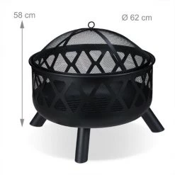 Relaxdays Brasero De Jardin, Avec Protection étincelles, Ø 62 Cm, Tisonnier Inclus, Terrasse, Bac à Feu, Acier, Noir 11 Relaxdays Brasero De Jardin, Avec Protection étincelles, Ø 62 Cm, Tisonnier Inclus, Terrasse, Bac à Feu, Acier, Noir -Chauffage d'extérieur Soldes 27021887 5