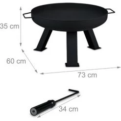 Relaxdays Brasero De Jardin, Ø 60 Cm, Tisonnier Inclus, Pour La Terrasse, Bac à Feu En Acier, Rond, Grand Foyer, Noir 11 Relaxdays Brasero De Jardin, Ø 60 Cm, Tisonnier Inclus, Pour La Terrasse, Bac à Feu En Acier, Rond, Grand Foyer, Noir -Chauffage d'extérieur Soldes 27021905 5