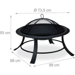 Relaxdays Brasero De Jardin, Avec Protection étincelles, Ø73,5cm, Tisonnier Inclus, Terrasse, Bac à Feu, Extérieur, Noir 11 Relaxdays Brasero De Jardin, Avec Protection étincelles, Ø73,5cm, Tisonnier Inclus, Terrasse, Bac à Feu, Extérieur, Noir -Chauffage d'extérieur Soldes 27021956 5