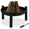 Relaxdays Brasero De Jardin, Ø 60 Cm, Tisonnier Inclus, Terrasse, Bac à Feu En Acier, Extérieur, Grand Foyer, Noir -Chauffage d'extérieur Soldes 27021983 1