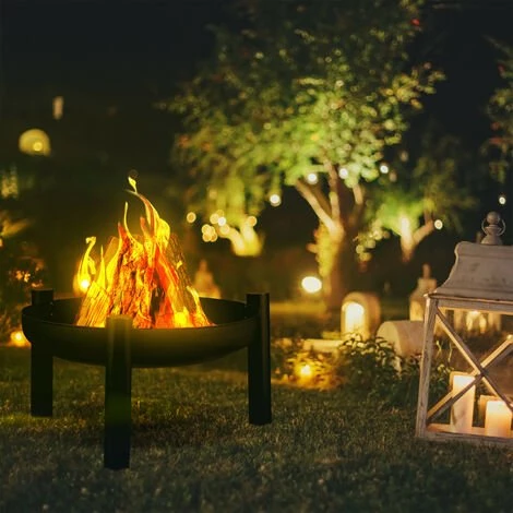 Relaxdays Brasero De Jardin, Ø 60 Cm, Tisonnier Inclus, Terrasse, Bac à Feu En Acier, Extérieur, Grand Foyer, Noir 5 Relaxdays Brasero De Jardin, Ø 60 Cm, Tisonnier Inclus, Terrasse, Bac à Feu En Acier, Extérieur, Grand Foyer, Noir – Image 3