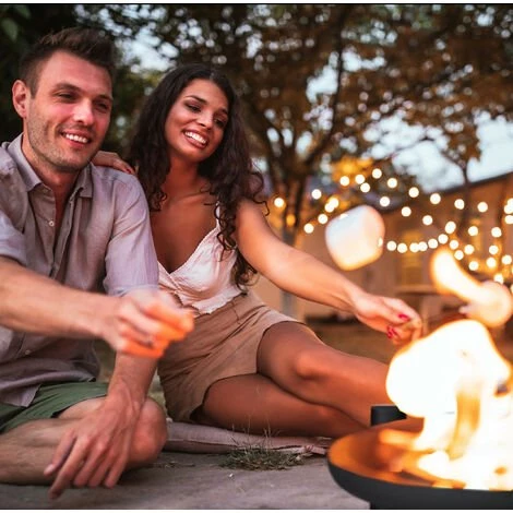 Relaxdays Brasero De Jardin, Ø 60 Cm, Tisonnier Inclus, Terrasse, Bac à Feu En Acier, Extérieur, Grand Foyer, Noir 6 Relaxdays Brasero De Jardin, Ø 60 Cm, Tisonnier Inclus, Terrasse, Bac à Feu En Acier, Extérieur, Grand Foyer, Noir – Image 4