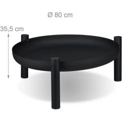 Relaxdays Brasero De Jardin, Ø 80 Cm, Tisonnier Inclus, Pour La Terrasse, Bac à Feu En Acier, Rond, Grand Foyer, Noir -Chauffage d'extérieur Soldes 27089732 5