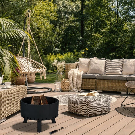 Relaxdays Brasero De Jardin, Bouclier Thermique, Tisonnier, Protection Des Flammes, Bac à Feu, HxD 40,5 X 58,5 Cm, Noir 5 Relaxdays Brasero De Jardin, Bouclier Thermique, Tisonnier, Protection Des Flammes, Bac à Feu, HxD 40,5 X 58,5 Cm, Noir – Image 3