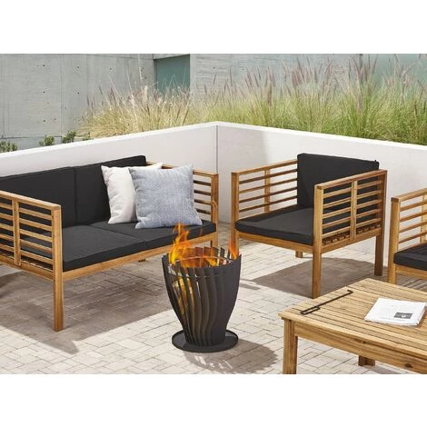 BELIANI Braséro Design En Acier Noir - Noir 4 BELIANI Braséro Design En Acier Noir - Noir – Image 2