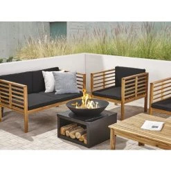 BELIANI Braséro De Jardin Rond En Acier Noir - Noir -Chauffage d'extérieur Soldes 27206486 2